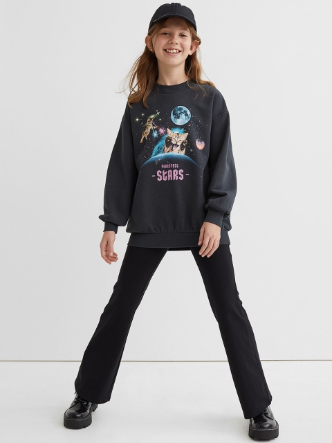 

H&M Girls Black Printed 2-piece printed set