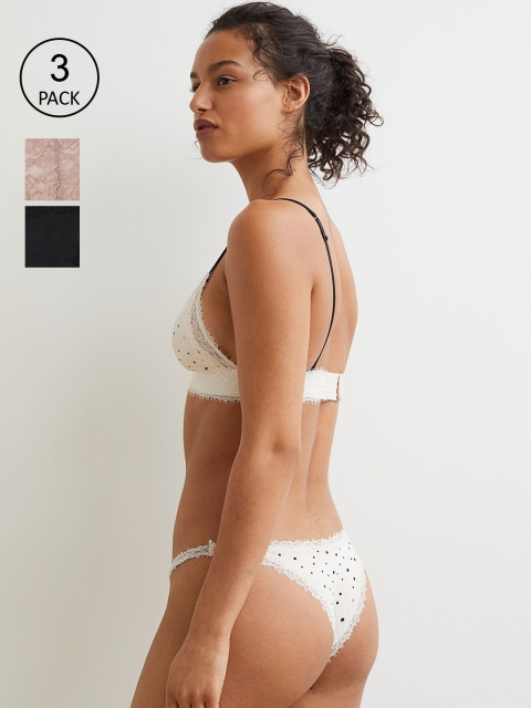

H&M 3-pack lace Brazilian briefs, Black