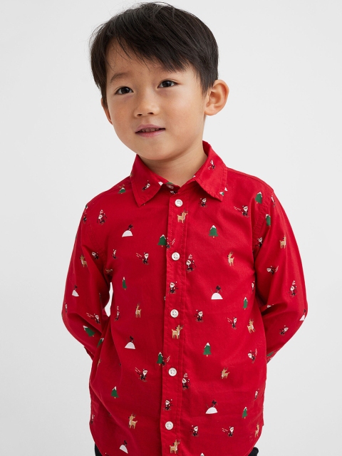 

H&M Boys Red Patterned cotton shirt