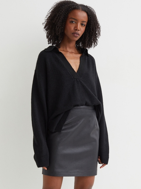 

H&M Woman Black Imitation leather skirt