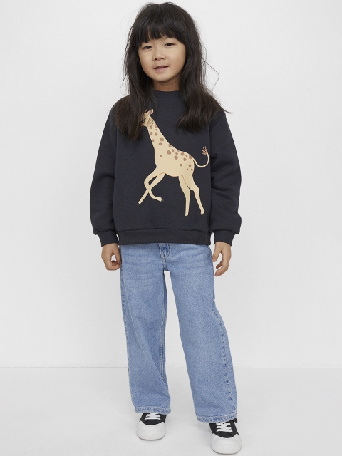 

H&M Girls Grey And Beige Printed Sweatshirt