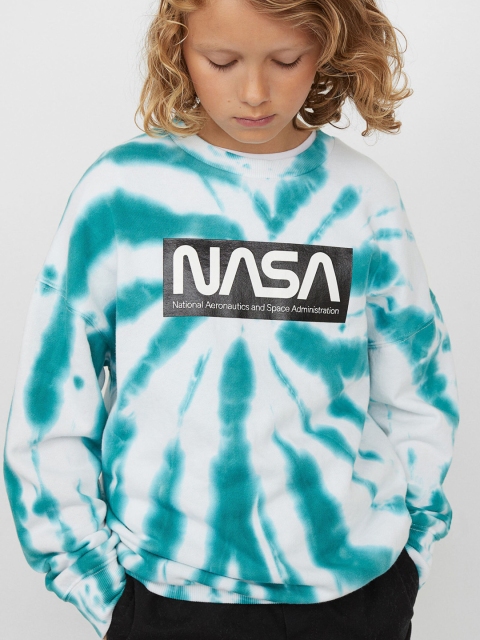 

H&M Boys Turquoise Blue Printed sweatshirt