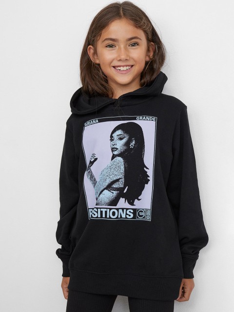 

H&M Girls Black Printed hoodie