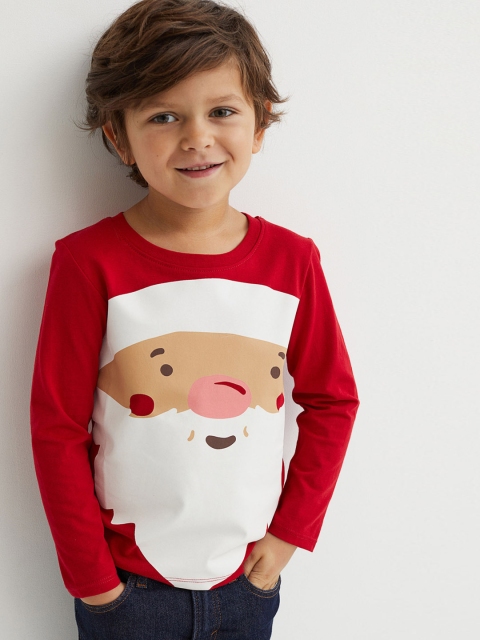 

H&M Boys Red And White Printed Pure Cotton Jersey Sweatshirt