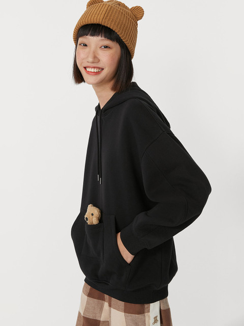 

H&M Women Black Oversized Hoodie