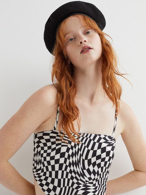 

H&M Black & White Irregular Satin Top