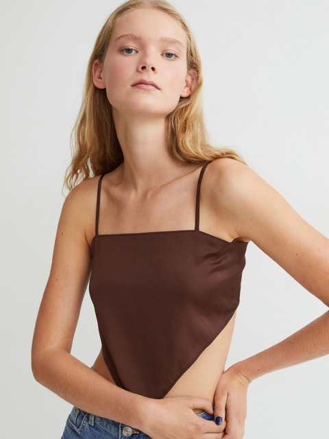 

H&M Women Brown Irregular Satin Top