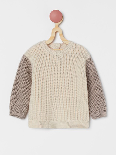 

H&M Kids Beige Solid Round Neck Wool Jumper