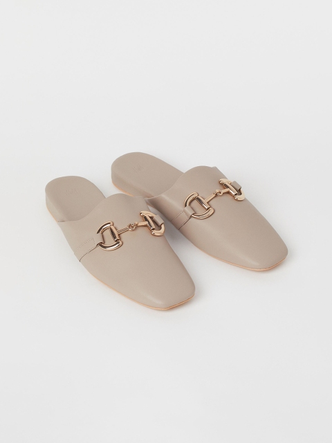 

H&M Women Beige Buckle-Detail Mules