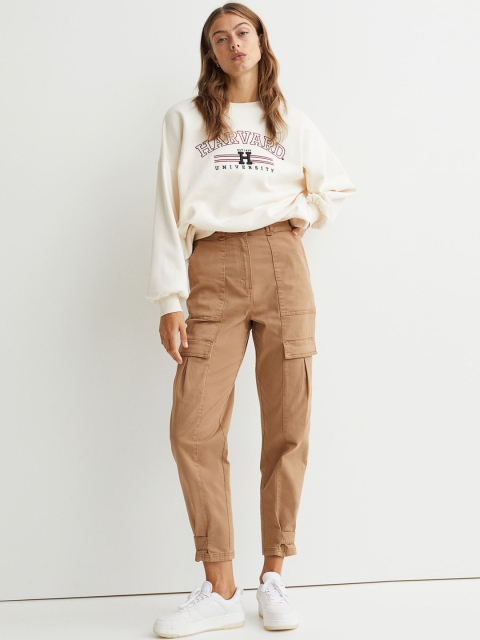 

H&M Women Beige Cargo Trousers