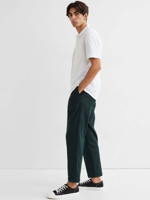 

H&M Men Green Regular Fit Linen-blend joggers