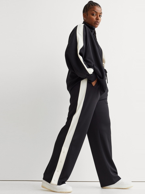 

H&M Women Black Wide tracksuit trousers