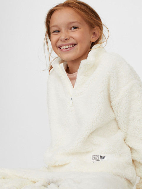 

H&M 2-Piece Faux Shearling Set, Off white