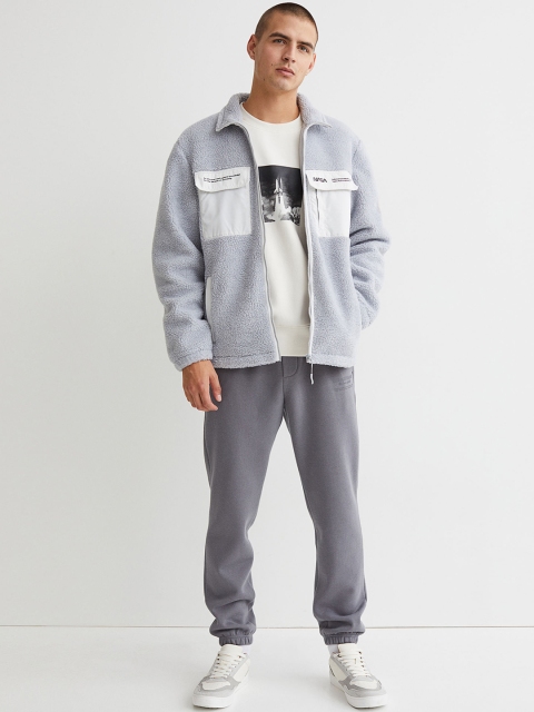 

H&M Men Grey Faux shearling jacket