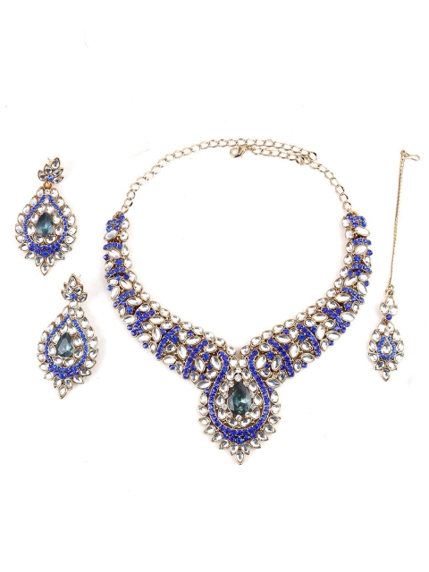 

ODETTE Blue & White Crystal Studded Jewellery Set