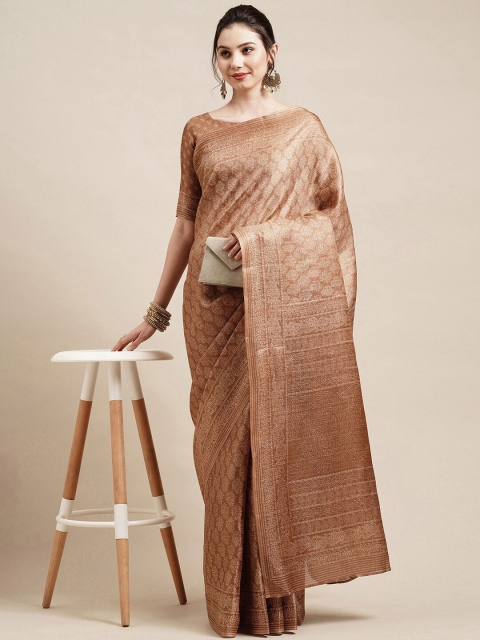 

Saree mall Brown & White Ethnic Motifs Art Silk Sarees