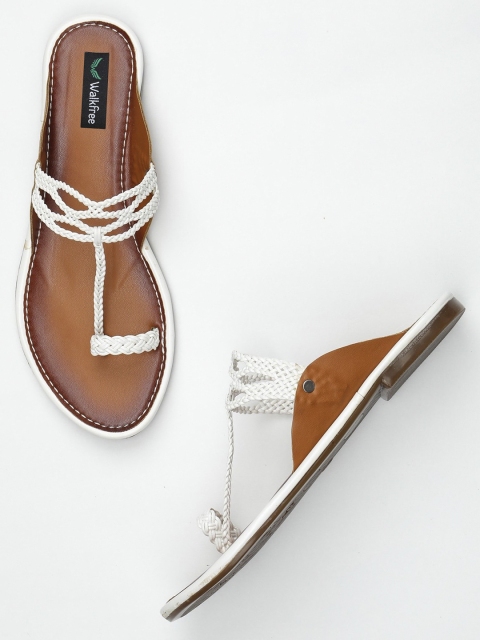 

Walkfree Women White Kolhapuri One Toe Flats