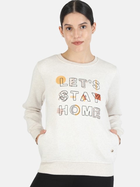 

Monte Carlo Women Off White Embroidery Cotton Blend Sweatshirt