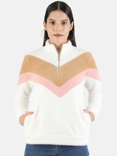

Monte Carlo Women White Colourblocked Sweatshirt