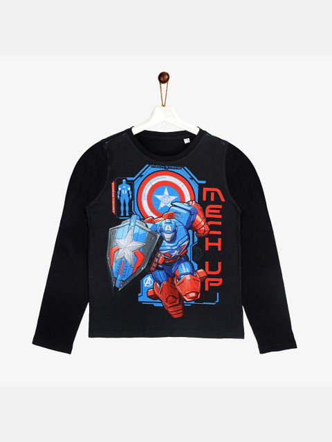 

YK Marvel Boys Black Printed T-shirt