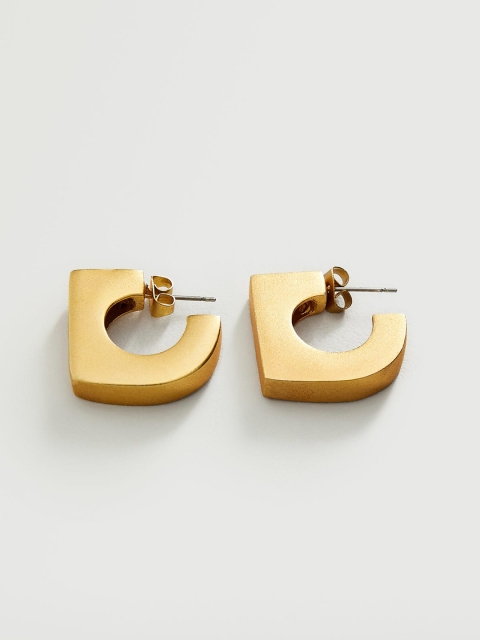 

MANGO Gold-Toned Crescent Shaped Half Hoop Earrings