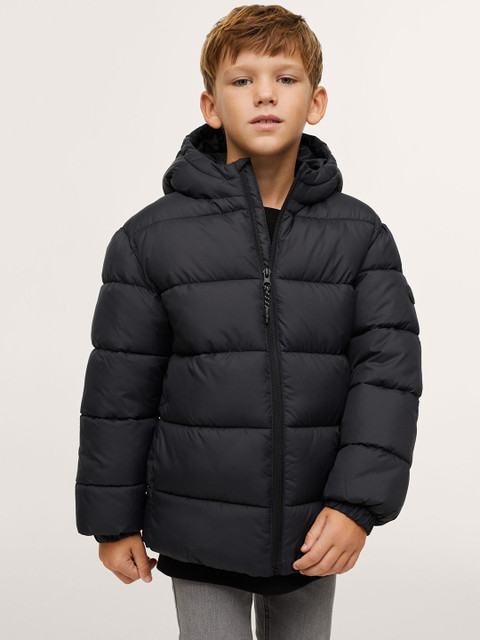 

Mango Kids Boys Black Solid Hooded Puffer Jacket