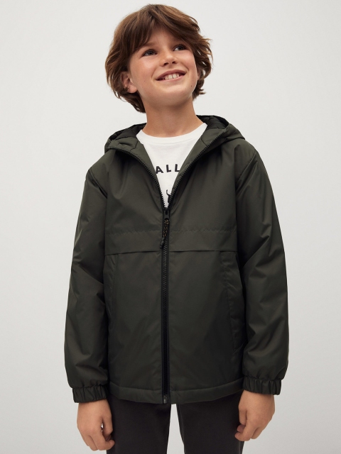 

Mango Kids Boys Charcoal Grey Solid Hooded Tailored Jacket