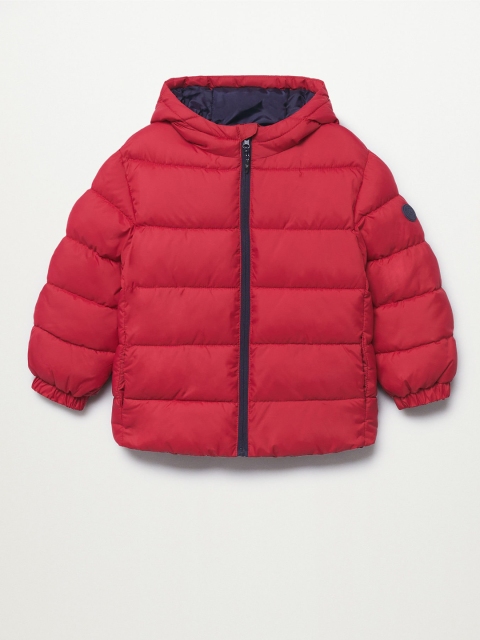 

Mango Kids Boys Red Solid Hooded Padded Jacket