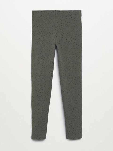 

Mango Kids Girls Olive Green & Black Printed Ankle Length Leggings