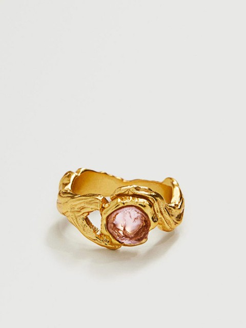 

MANGO Women Pink & Gold-Toned Stone-Studded Finger Ring