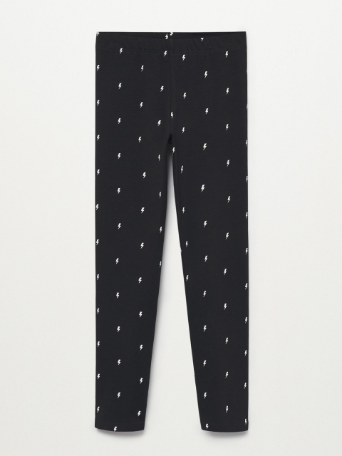 

Mango Kids Girls Black & White Flash Print Ankle Length Leggings