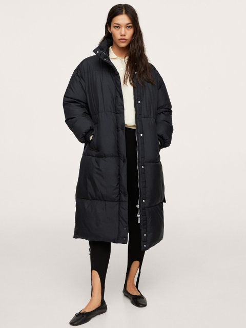 

MANGO Women Black Solid Longline Puffer Jacket