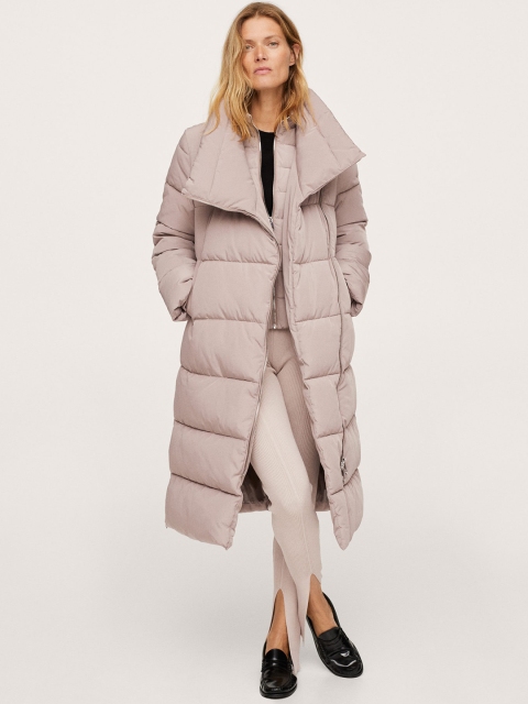 

MANGO Women Beige Solid Longline Puffer Jacket