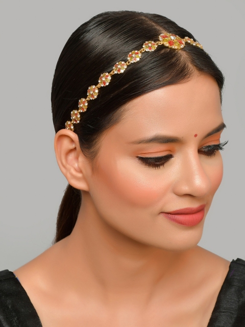 

Silvermerc Designs Gold-Plated Green Stones-Studded Head Jewellery