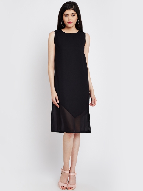 

AKKRITI BY PANTALOONS Women Black Solid Shift Dress