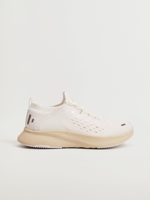 

MANGO MAN Men White Woven Design Running Shoes