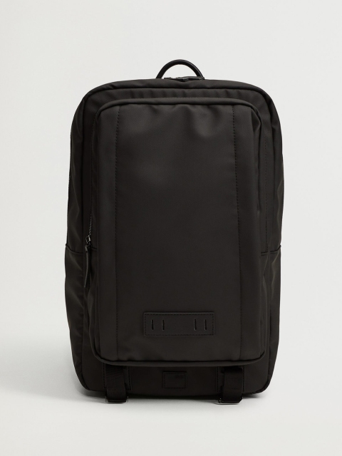 

MANGO MAN Men Black Solid 14" Laptop Backpack