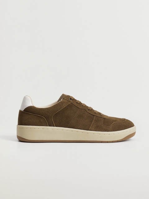 

MANGO MAN Men Olive Brown Solid Sneakers