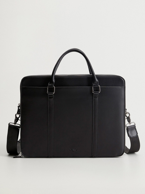 

MANGO MAN Men Black Solid Office 14" Laptop Bag