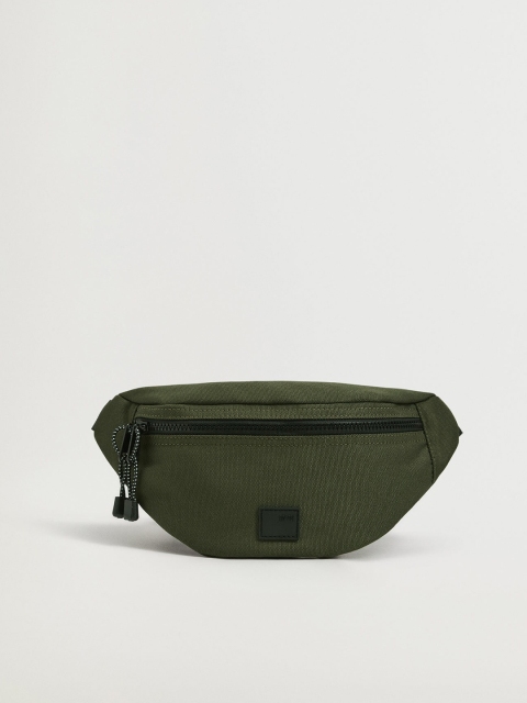 

MANGO MAN Olive Green Solid Fanny Pack