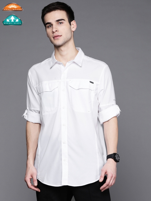 

Columbia Men White Casual Shirt with Omni-Shade & Omni-Wick Technology