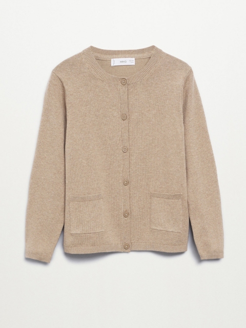 

Mango Kids Girls Beige Solid Cardigan