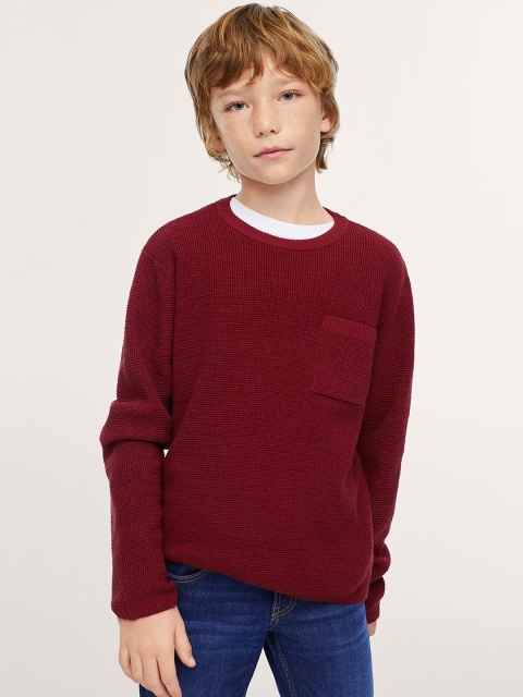 

Mango Kids Boys Maroon Self-Design Pullover