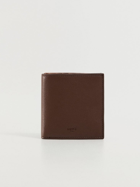

MANGO MAN Men Brown Solid Two Fold Wallet