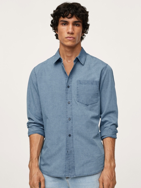 

MANGO MAN Blue Denim Casual Shirt