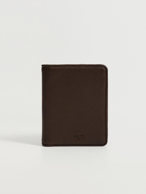 

MANGO MAN Men Brown Grain Textured Two Fold Wallet