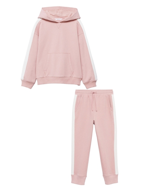 

Mango Kids Girls Pink & White Solid Tracksuit