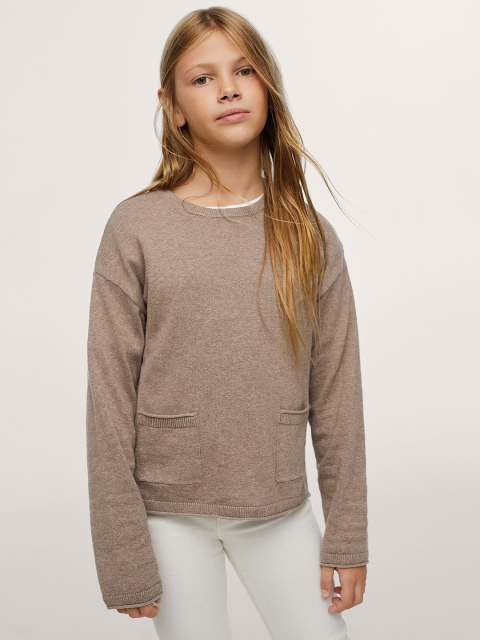 

Mango Kids Girls Brown Solid Pullover