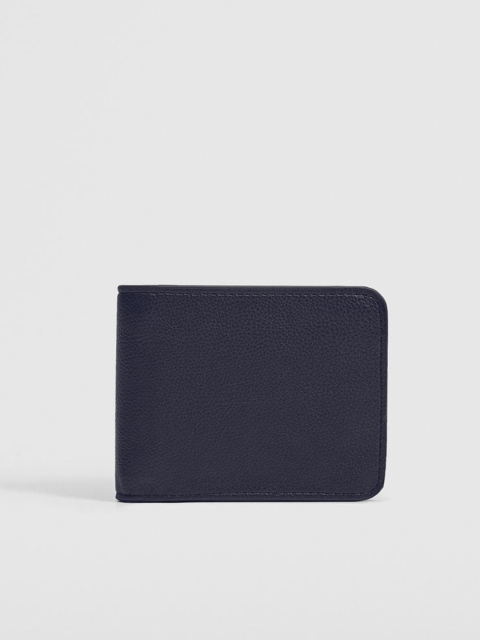 

MANGO MAN Men Navy Blue Solid Two Fold Wallet