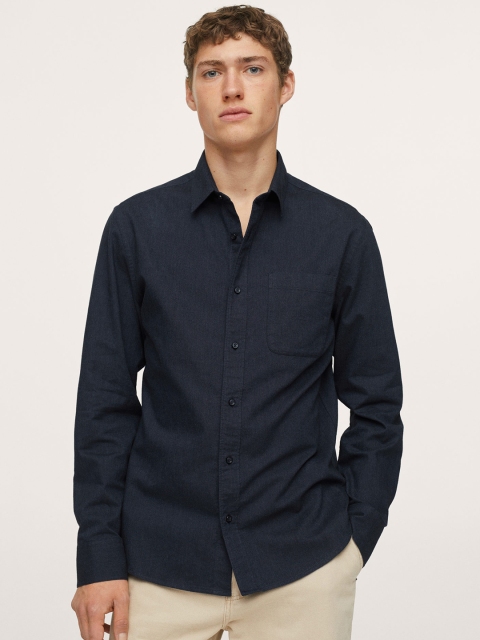 

MANGO MAN Men Navy Blue Slim Fit Casual Shirt